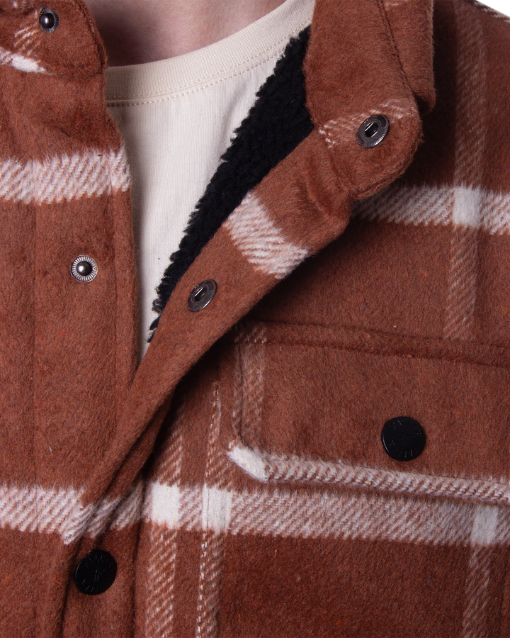 LAMB  JACKET - BROWN / WHITE
