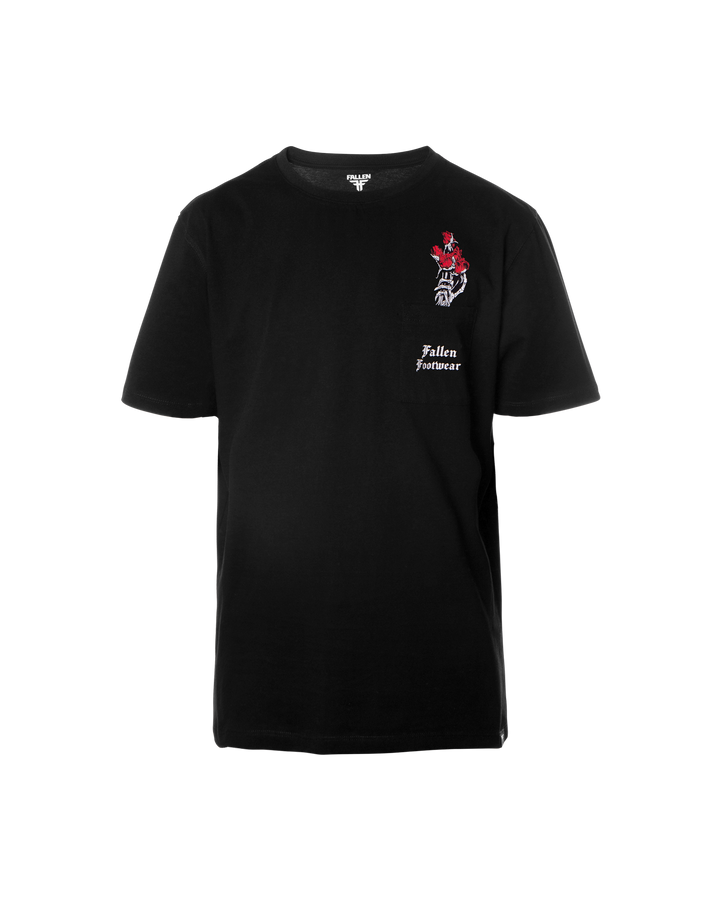 ROSES POCKET TEE - BLACK / RED